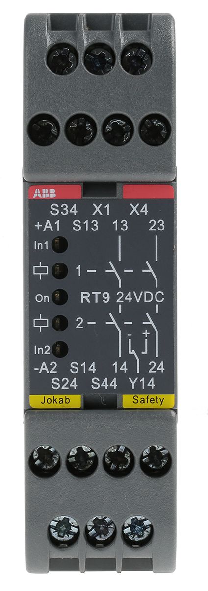 ABB RT9 Series Single/Dual-Channel Light Beam/Curtain, Safety Mat/Edge, Safety Switch/Interlock Safety Relay, 24V dc, 2