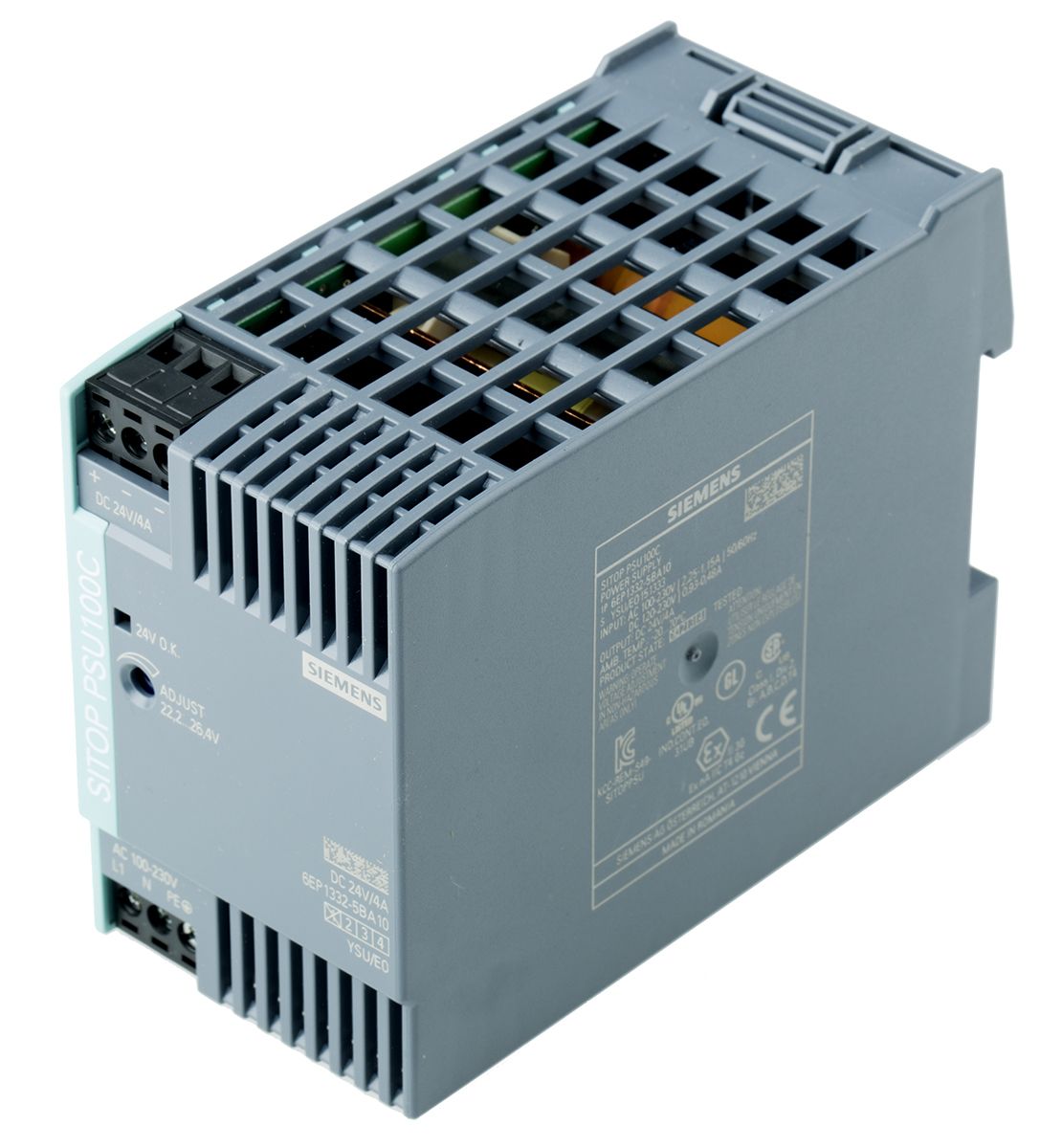 Siemens SITOP PSU100C Switch Mode DIN Rail Power Supply 85 → 264V ac Input, 24V dc Output, 4A 96W
