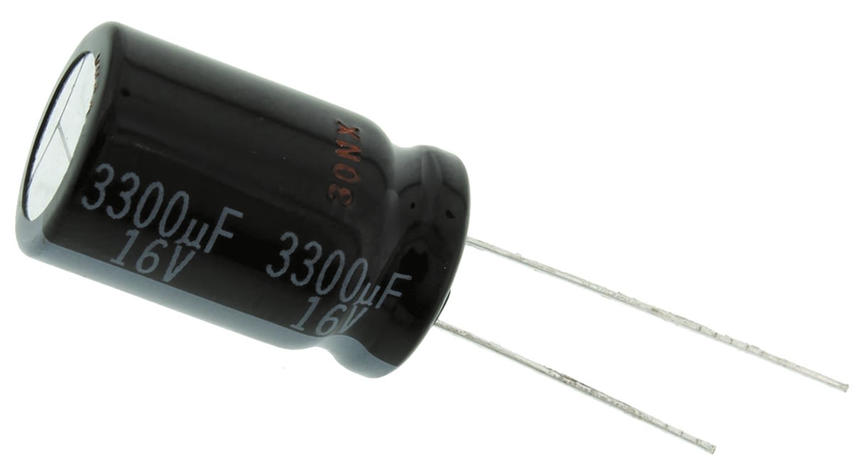 Panasonic 3300μF Electrolytic Capacitor 16V dc, Through Hole ...