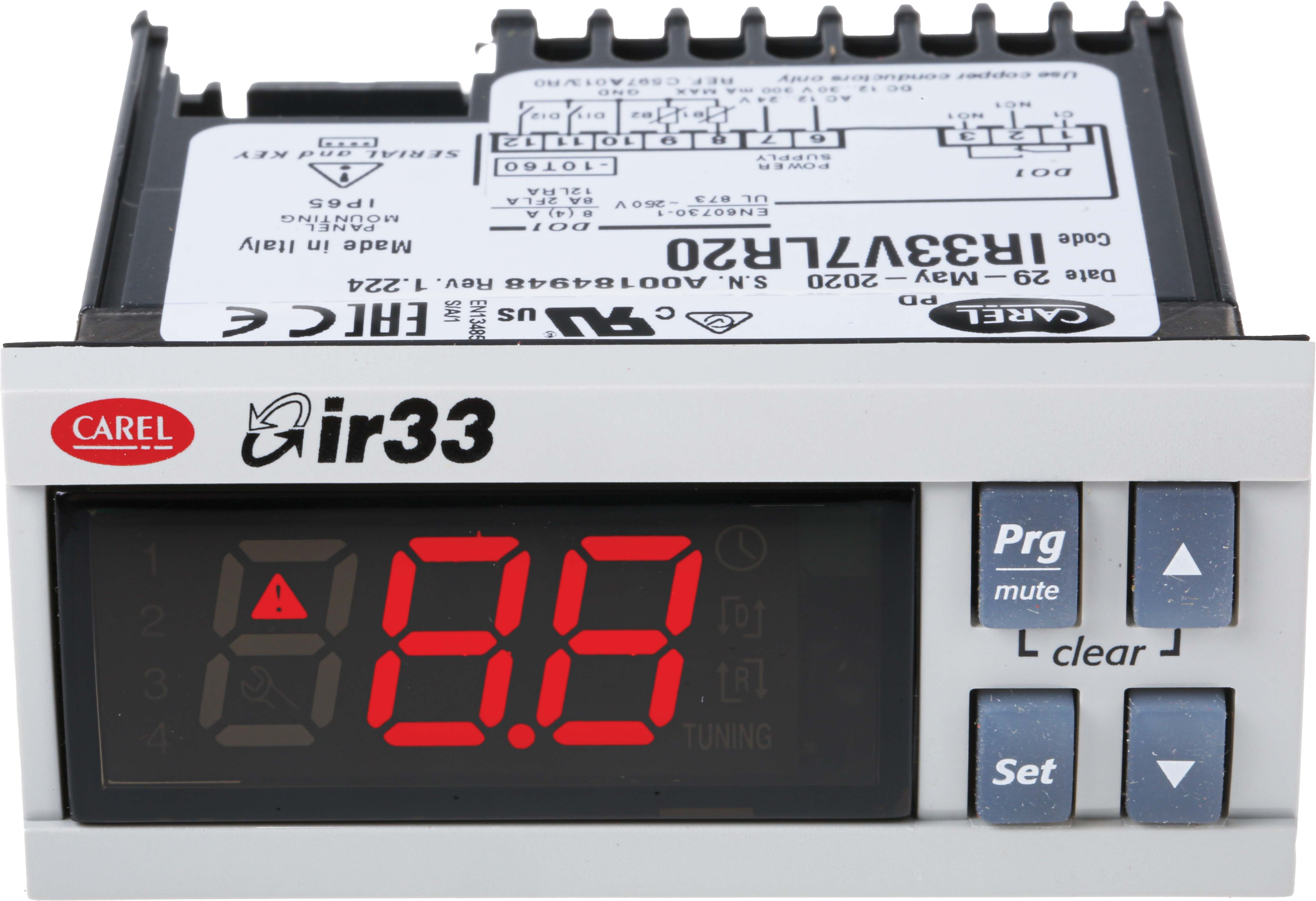 Carel IR33 Panel Mount PID Temperature Controller, 76.2 x 34.2mm, 1 Output Relay, 12 → 24 V ac Supply Voltage