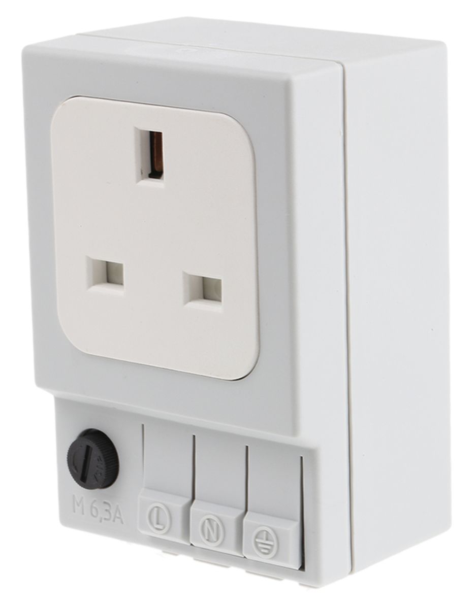 03503.000 STEGO Light Grey 1 Gang Plug Socket, 6.3A, Type G