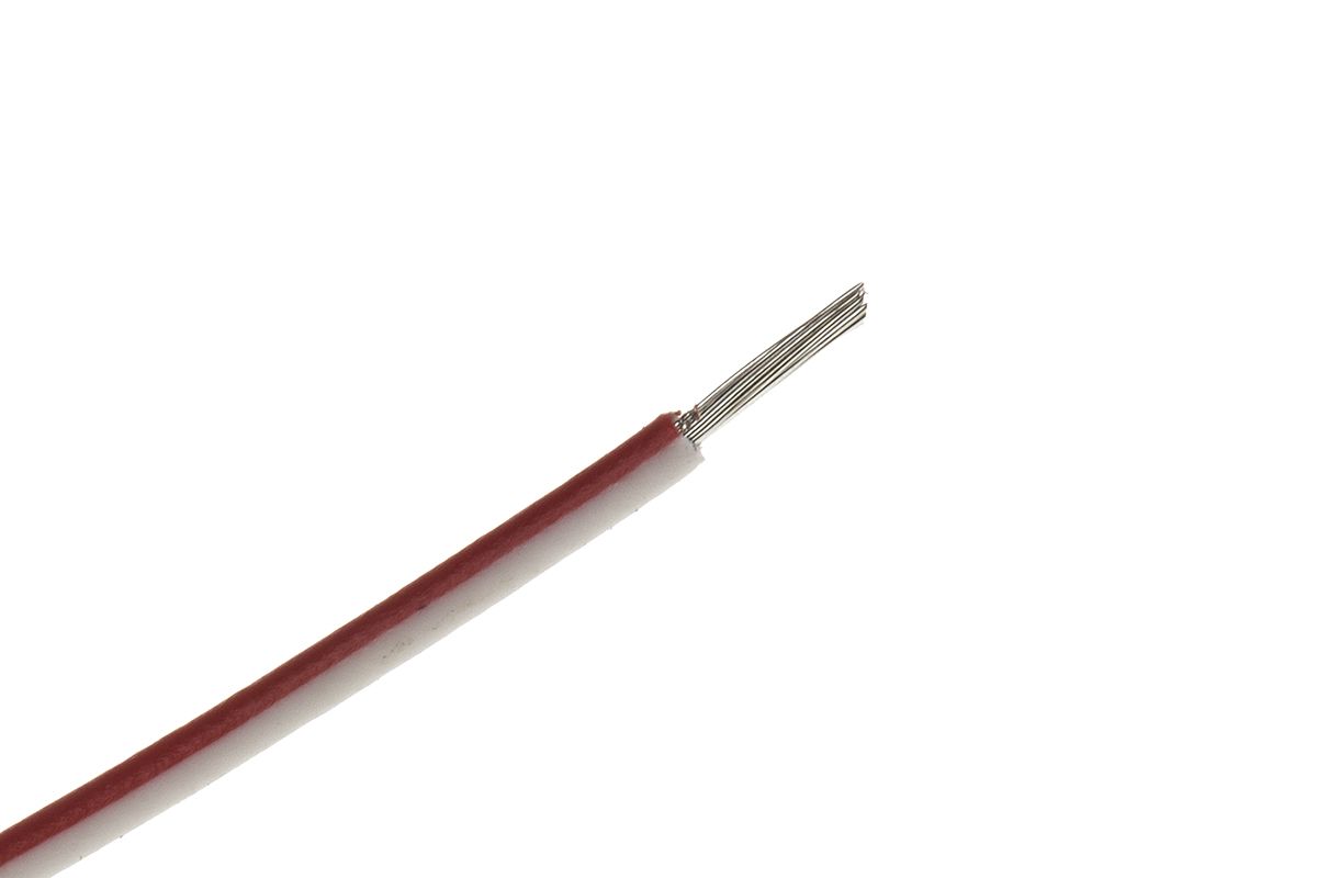 Fil électrique RS PRO BS4808, 0,52 mm², Rouge/Blanc, 20 AWG, 100m, 1 kV
