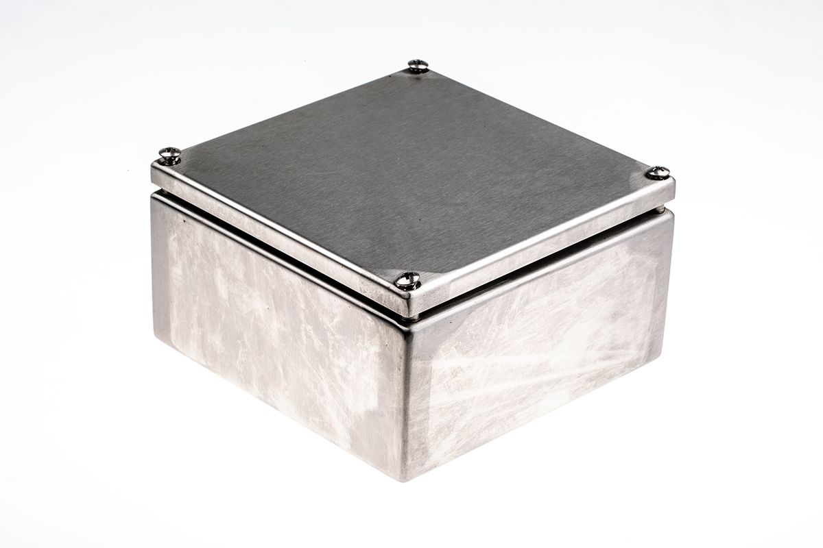 RS PRO Unpainted Stainless Steel Terminal Box, IP66, 150 x 80 x 150mm