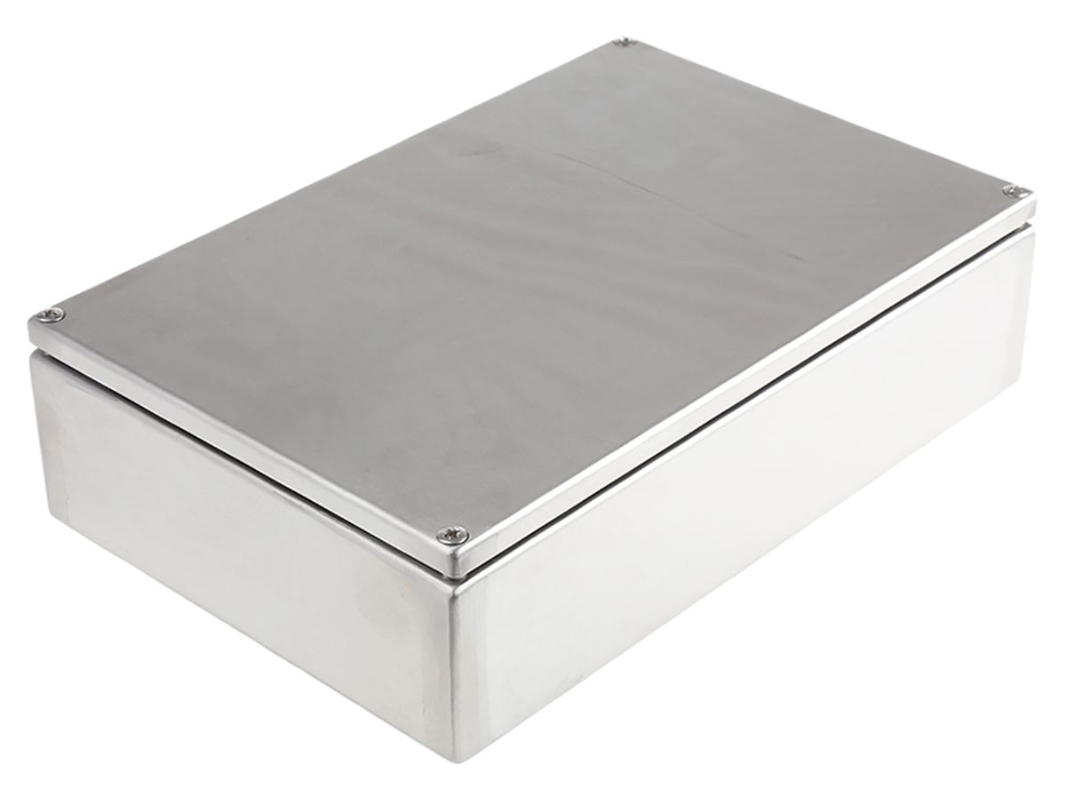 RS PRO Unpainted Stainless Steel Terminal Box, IP66, 300 x 80 x 200mm
