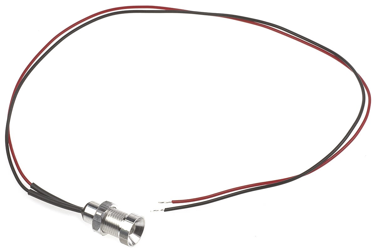 Oxley Red Panel Mount Indicator, 8mm Mounting Hole Size, Lead Wires Termination, IP68