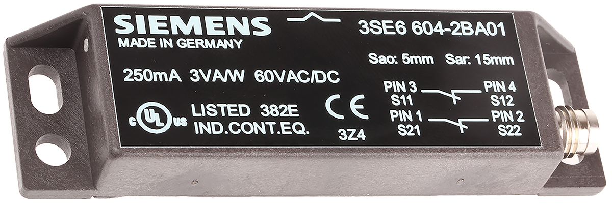 Siemens 3SE6 Series Magnetic Non-Contact Safety Switch, 60V ac/dc, Plastic Housing