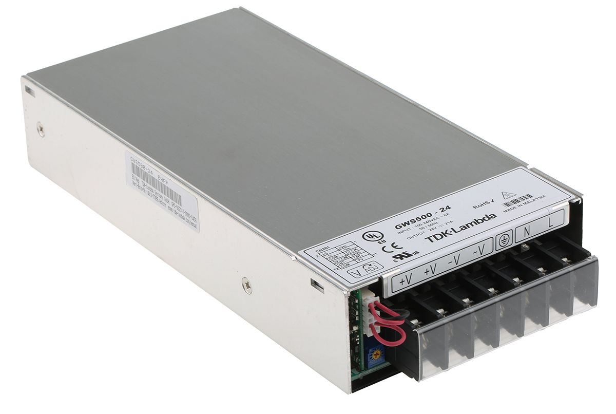 TDK-Lambda Enclosed, Switching Power Supply, 24V dc, 21A, 504W