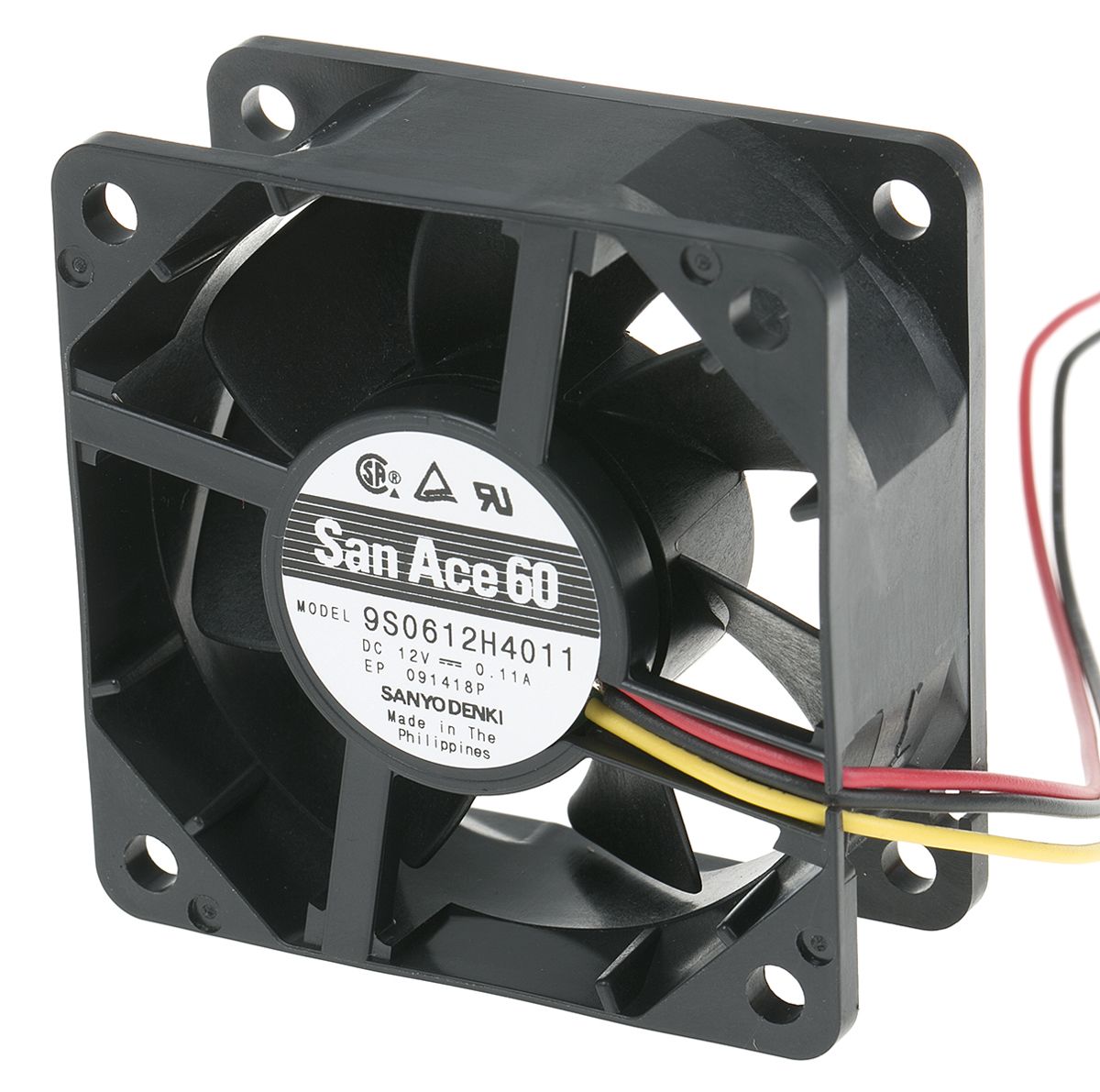 Sanyo Denki San Ace 9S Series Axial Fan, 12 V dc, DC Operation, 34.8m³/h, 1.32W, 60 x 60 x 25mm