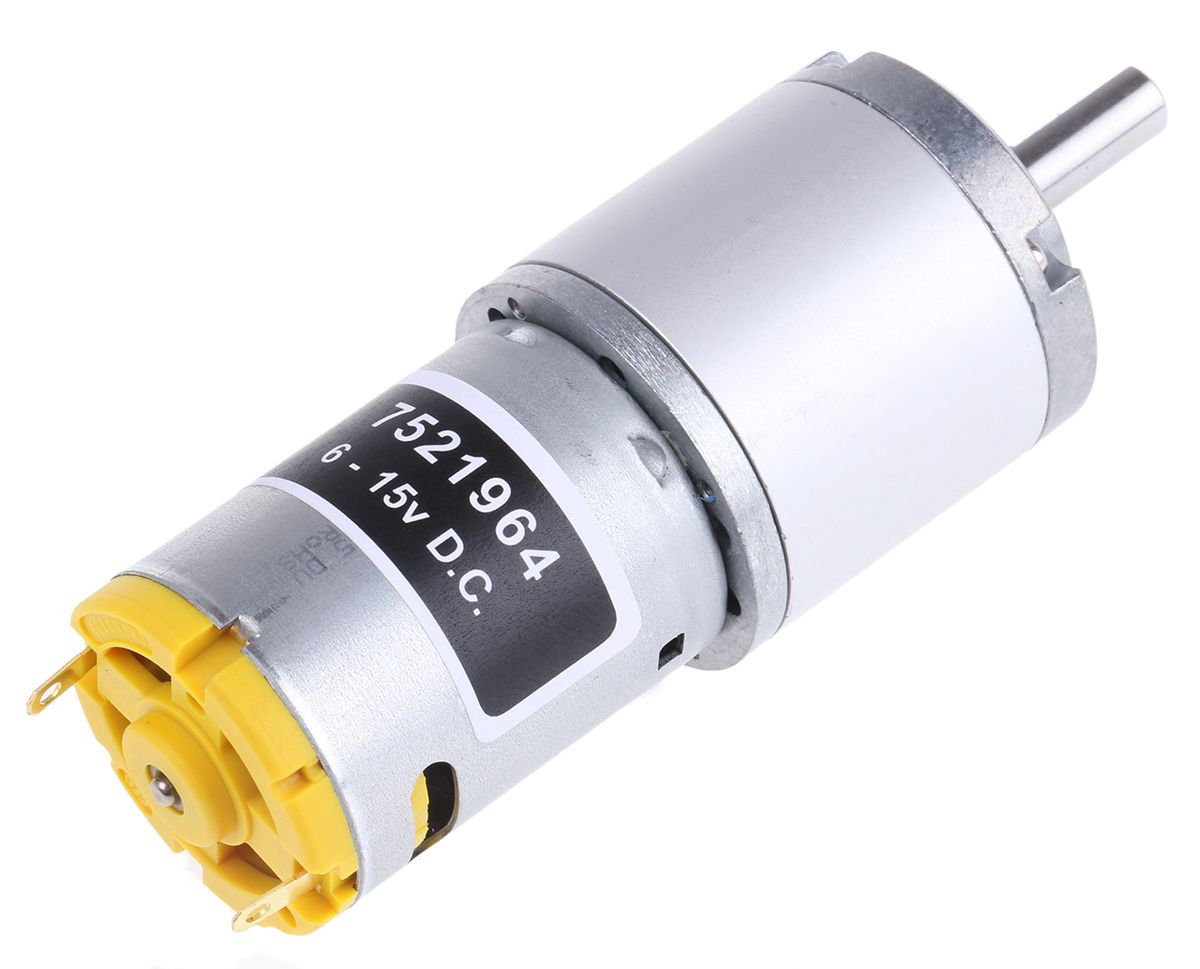 RS PRO Geared DC Motor, 7.98 W, 6 → 15 V, 78.4 gcm, 112 rpm, 6mm Shaft Diameter