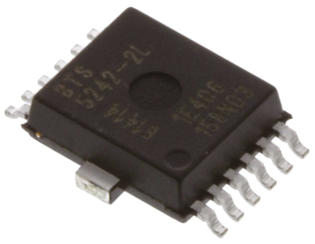Interruptor de potencia inteligente BTS5242-2L, 4 canales, Interruptor de lado alto 4.5 → 28V 6A SOIC 12 pines