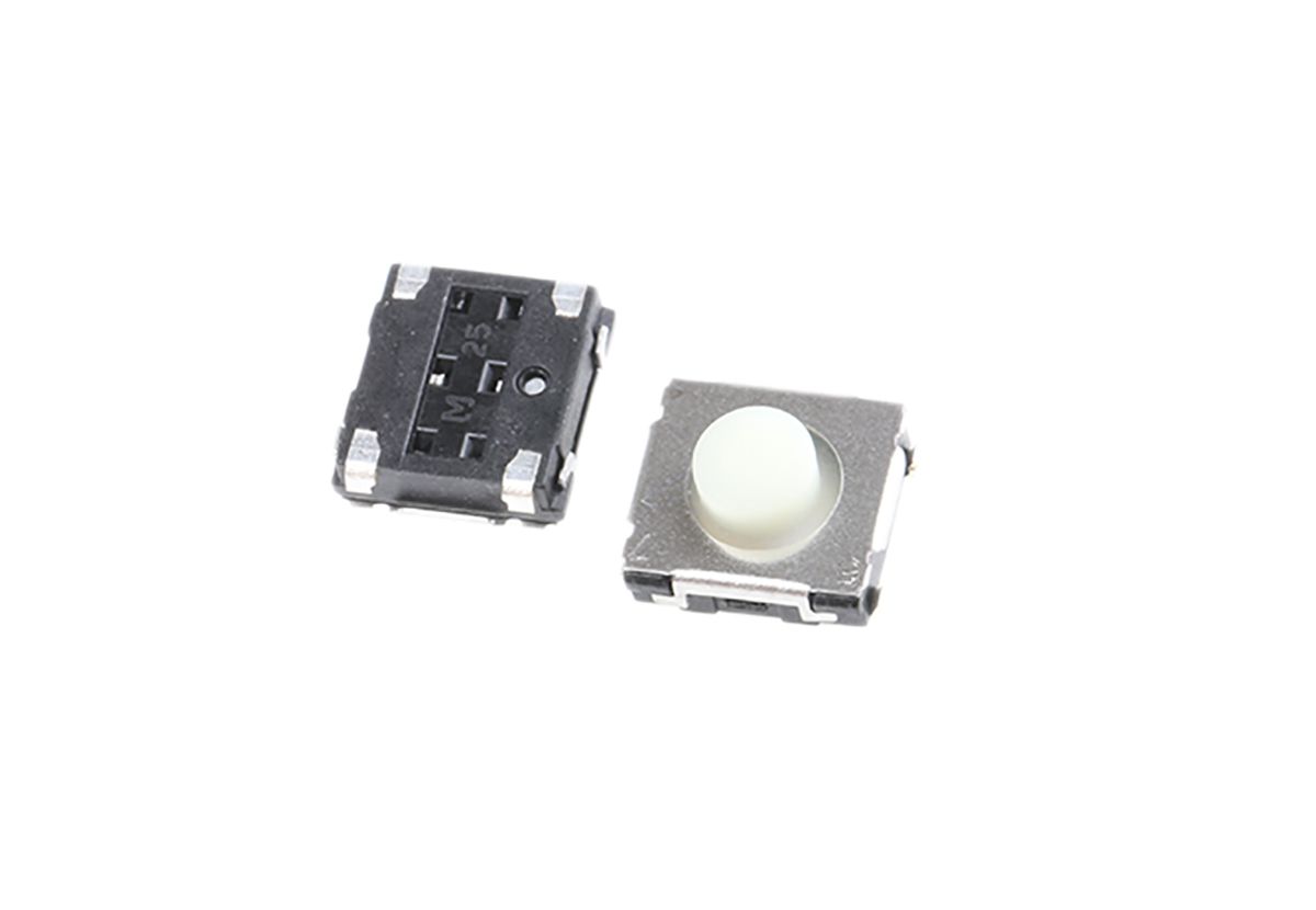 White Push Plate Tactile Switch, Single Pole Single Throw (SPST) 20 mA 3.1mm