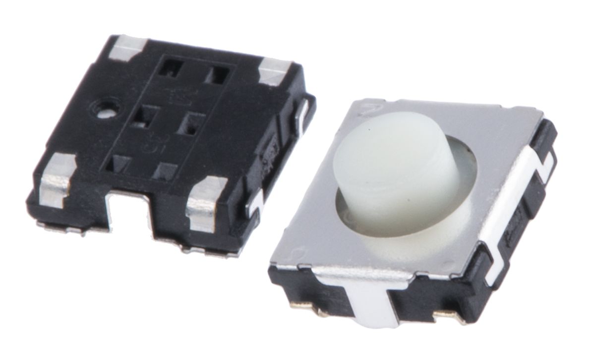Interruptor táctil tipo Placa de empuje, Blanco, contactos Monopolar de una vía (SPST) 3.1mm