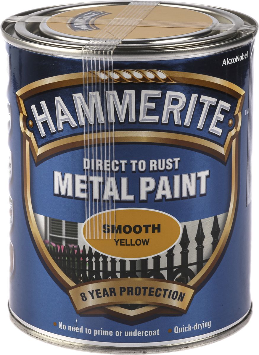 5092874 Hammerite Metal Paint in Smooth Yellow 750ml RS