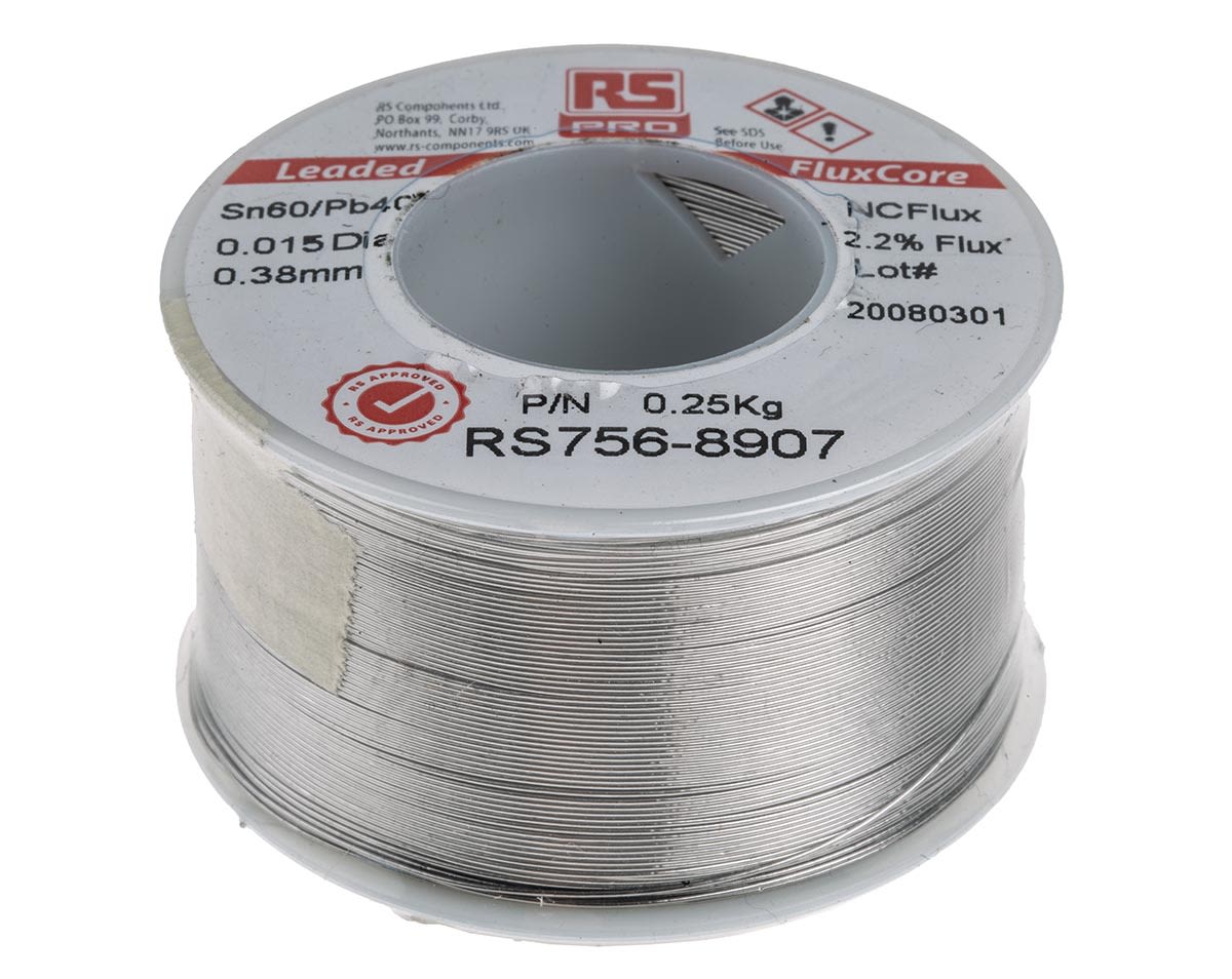 RS PRO Wire, 0.38mm Lead solder, 183°C Melting Point