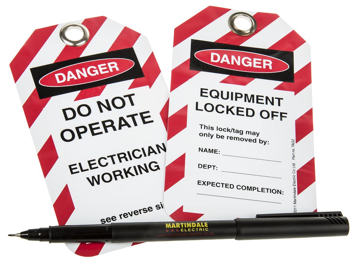 10 x 'Do Not Operate, Electrician Working, Equipment Locked Off' Lockout Tag