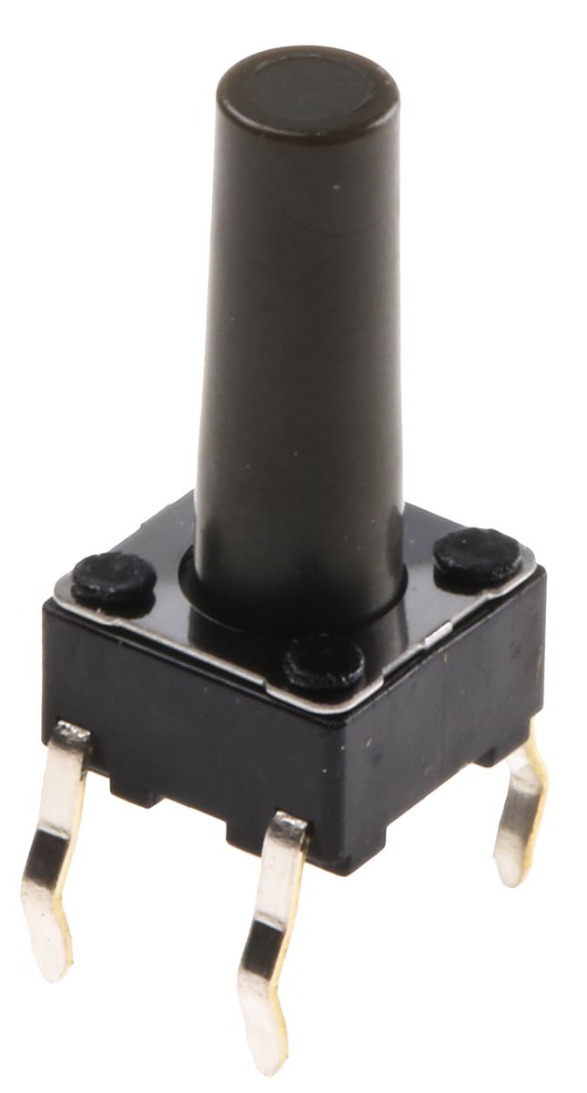 Interruptor táctil tipo Vástago, Gris, contactos Monopolar de una vía (SPST) 13mm, Montaje superficial