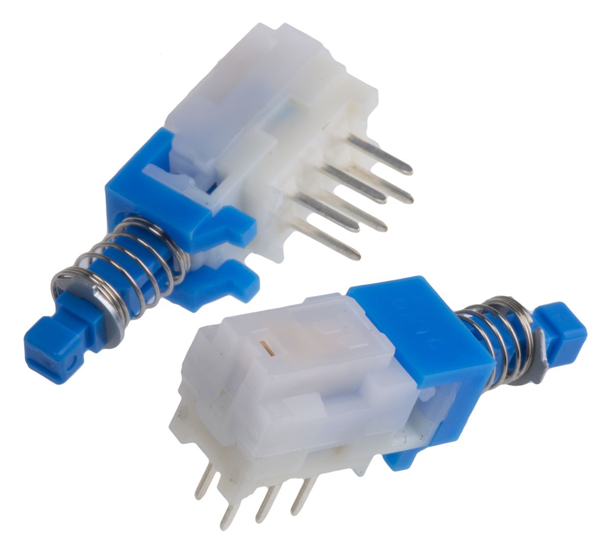 Interruptor de Botón Pulsador Azul, Double Pole Double Throw (DPDT), PCB, Enclavamiento, No, 100 mA @ 30 V dc