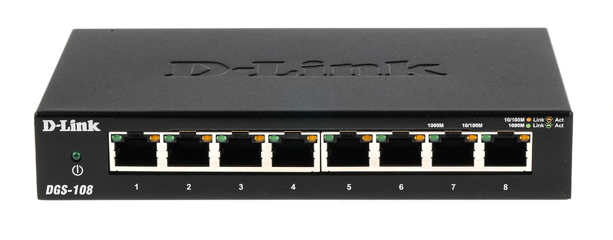 D-Link DGS-108, Unmanaged 8 Port Network Switch