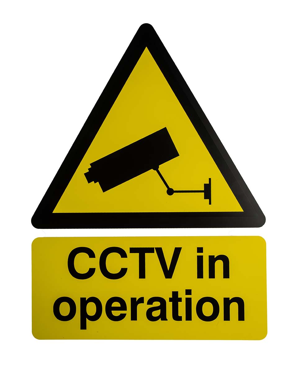 RS PRO White PP CCTV Sign, CCTV in Operation, English, CCTV, 300 mm x 400mm