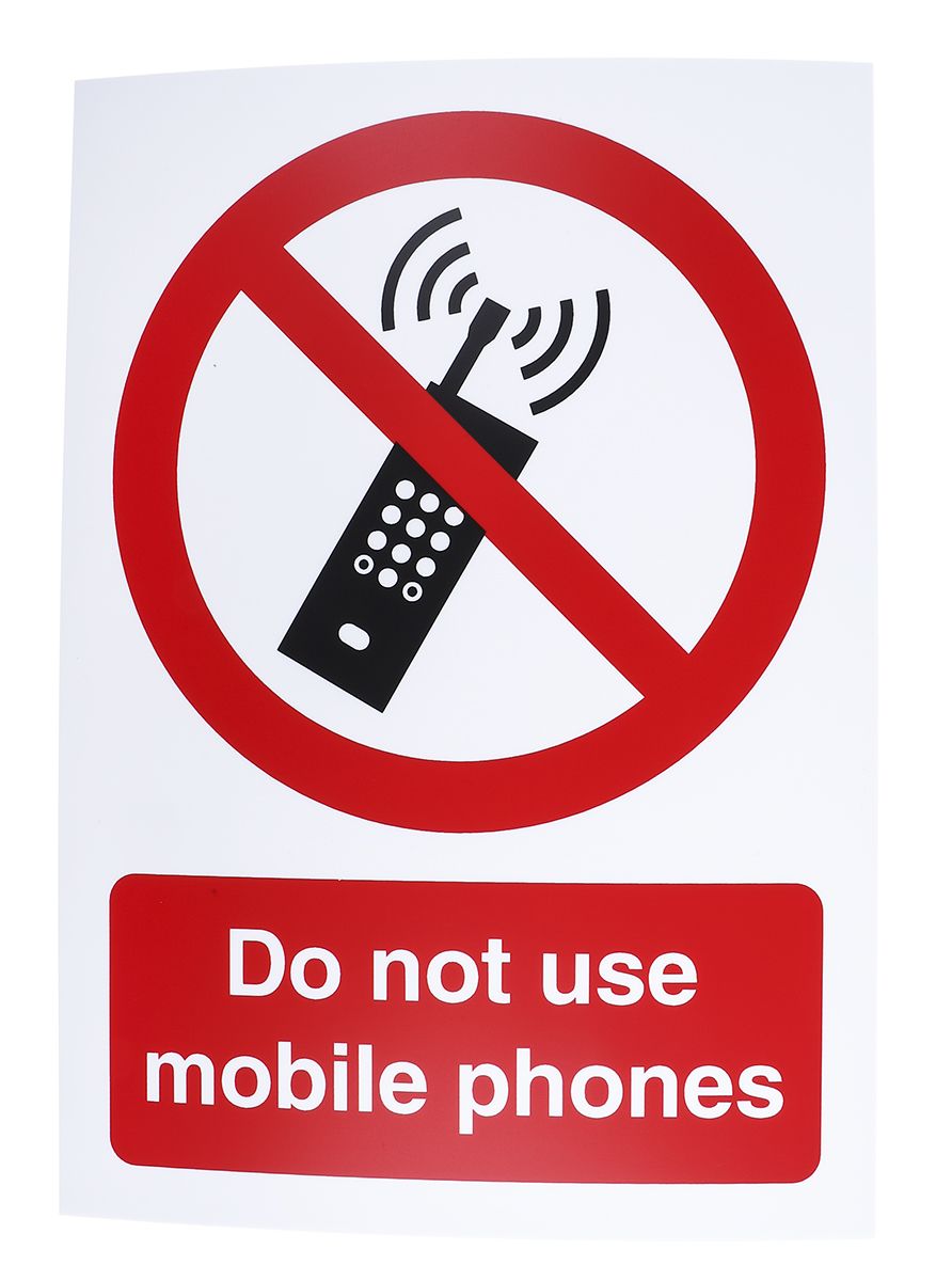 PP Rigid Plastic Prohibition Sign, Do Not Use Mobile Phones, English