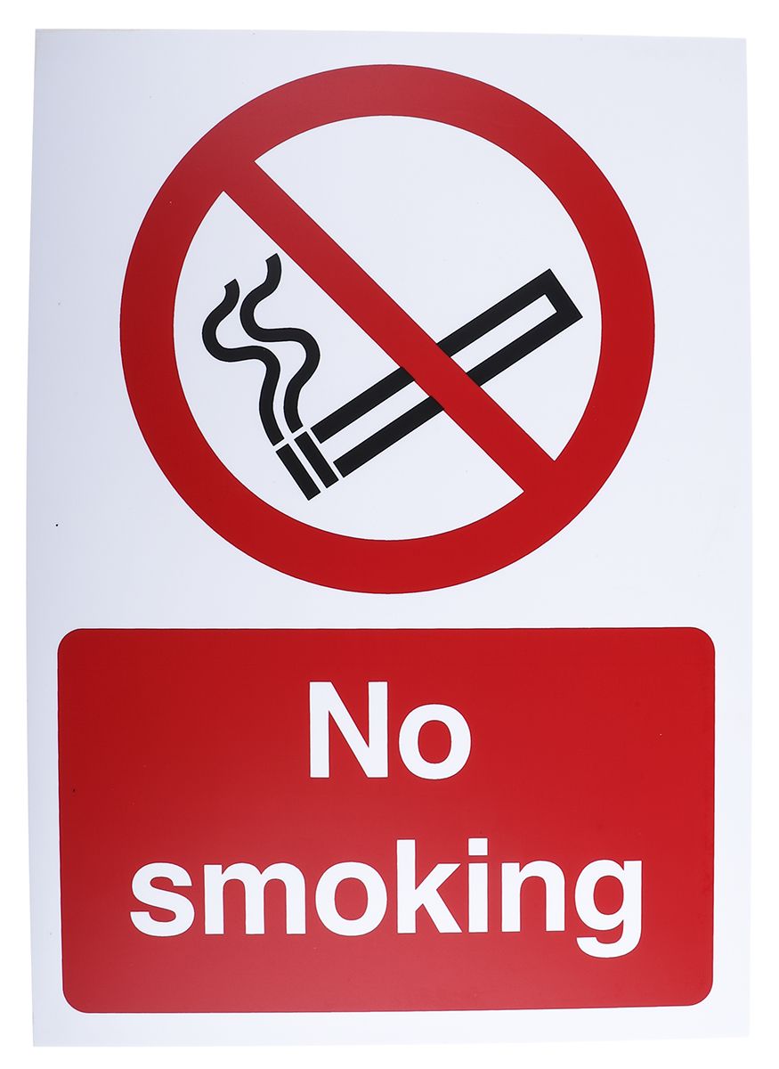 PP Rigid Plastic No Smoking Prohibition Sign, No Smoking, English