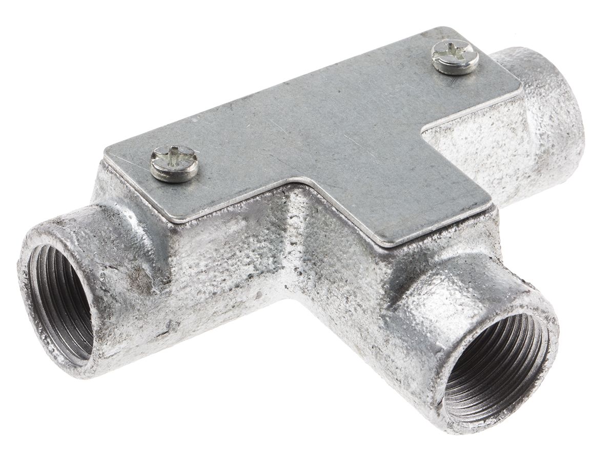 RS PRO Inspection Tee Conduit Fitting, Silver 20mm nominal size