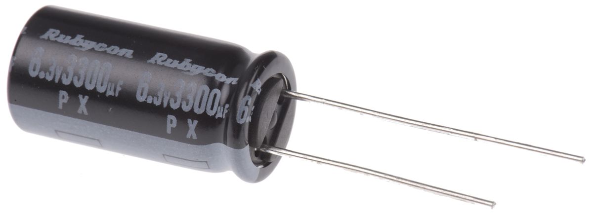 Rubycon 3300μF Electrolytic Capacitor 6.3V dc, Through Hole - 6.3PX3300MEFC10X20