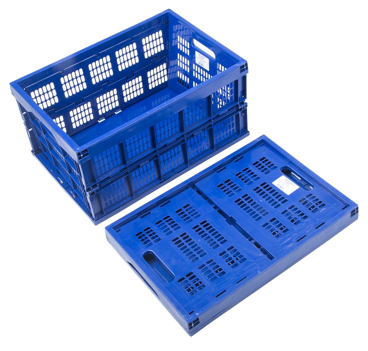 RS PRO 45L Blue PP Large Folding Crate, 270mm x 525mm x 270mm