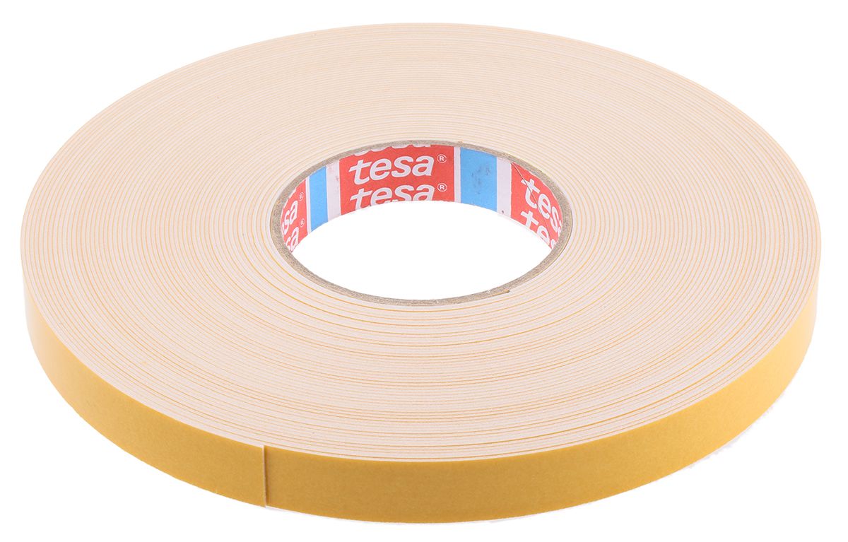 Tesa 4957 White Adhesive Foam Tape, 19mm x 25m, 1mm Thick