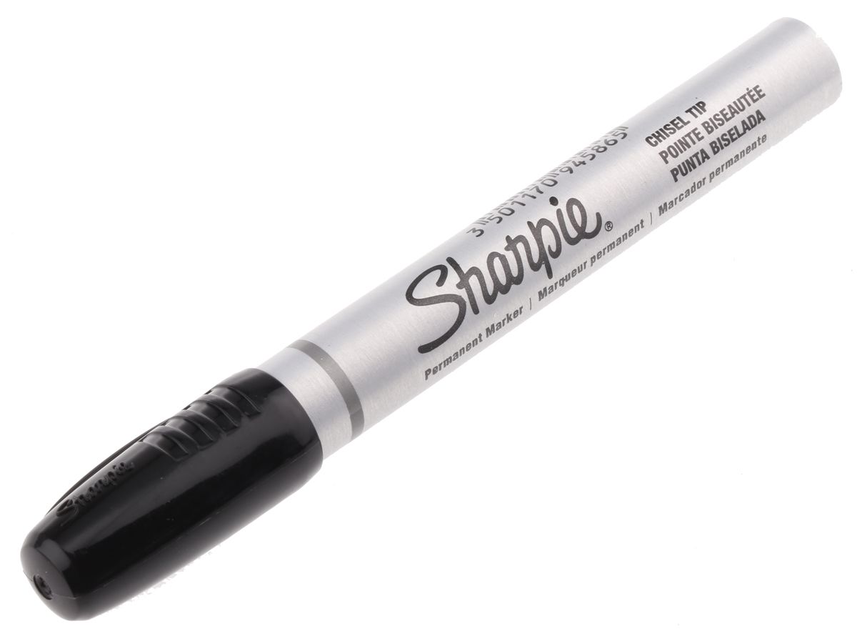 Sharpie Markierstift, Permanentmarker, Mittel, Schwarz, Spitzenform: Meißel