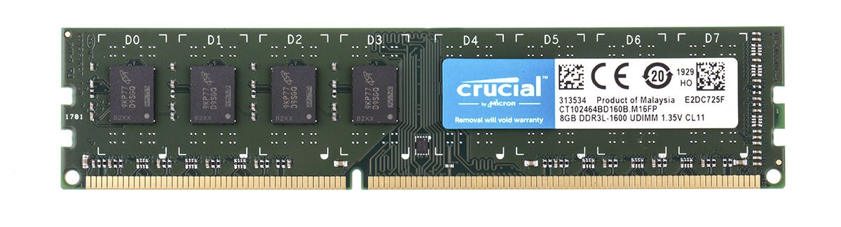 Crucial 8 GB DDR3 Desktop RAM, 1600MHz, UDIMM, 1.35V
