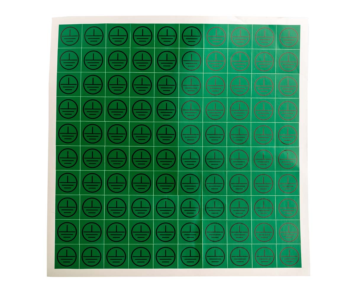 RS PRO Black/Green Vinyl Safety Labels, Symbol-Text 25 mm x 25mm