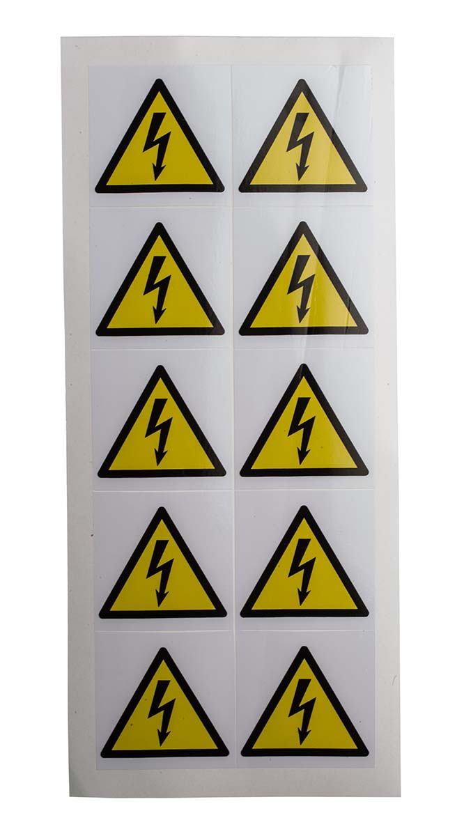 RS PRO Black/White/Yellow Vinyl Safety Labels, Symbol-Text 50 mm x 50mm