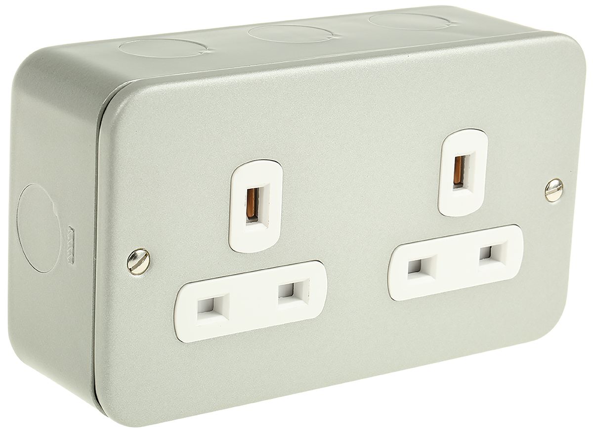 M1208 Deta 2 Gang Electrical Socket, 0 Poles, 13A, Type G British, Indoor Use RS
