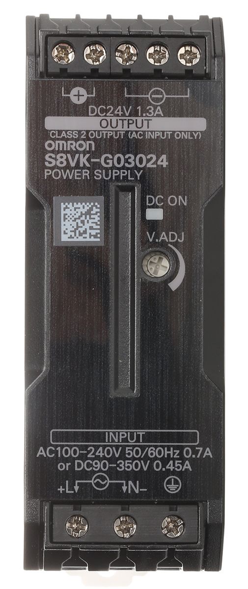 Omron S8VK-G Switch Mode DIN Rail Power Supply 85 → 264V ac Input, 24V dc Output, 1.3A 30W