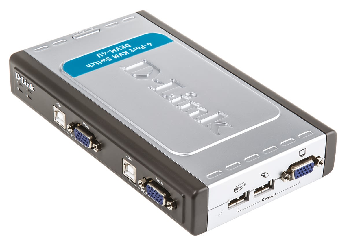 DKVM4U Switch KVM DLink, 4 puertos USB 1 VGA RS