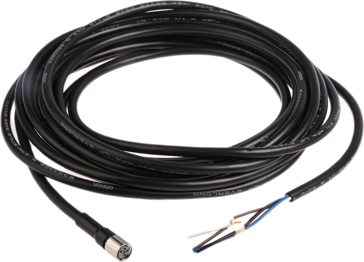 Omron Straight Female M8 to Unterminated Sensor Actuator Cable, 4 Core, 5m
