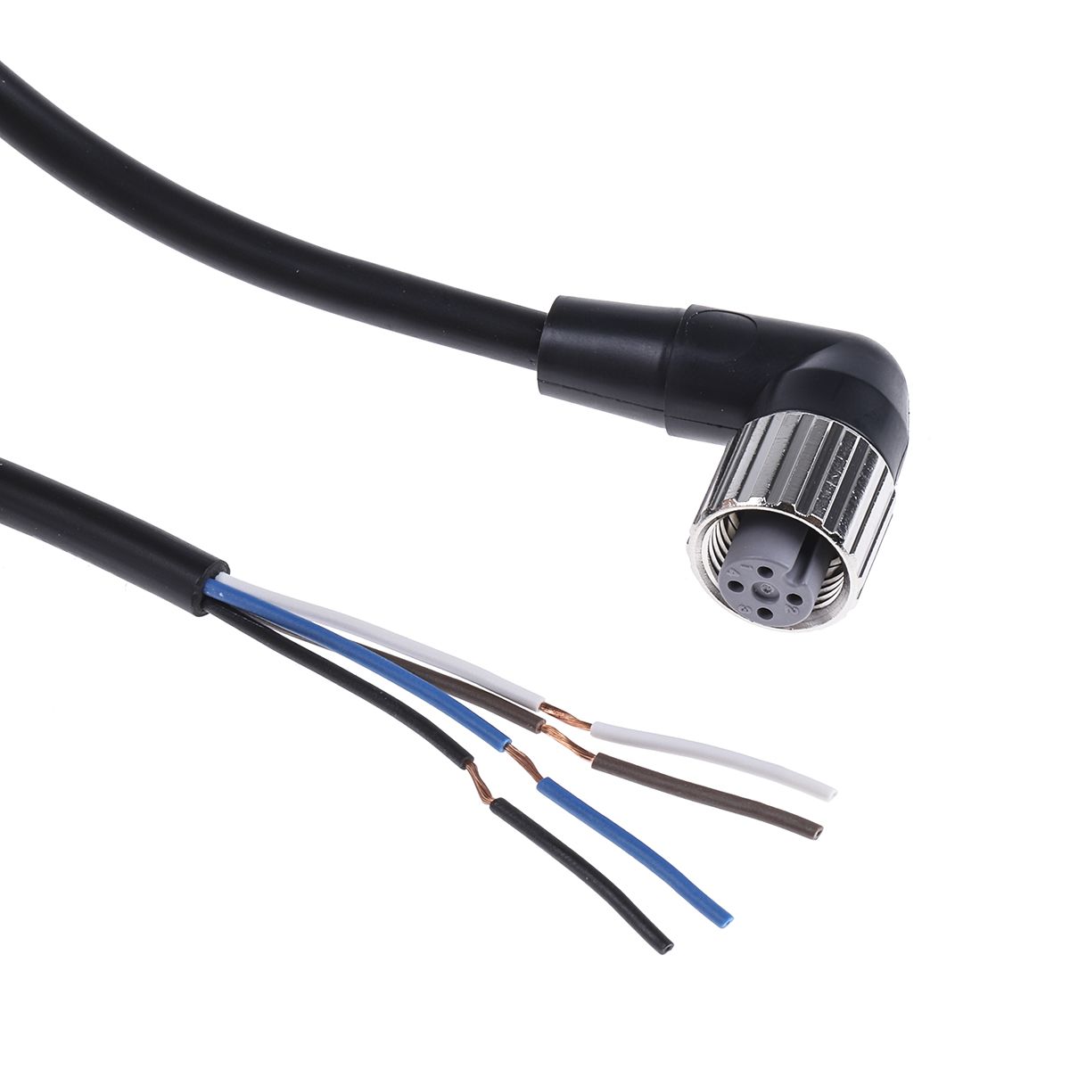 Omron Right Angle Female M12 to Unterminated Sensor Actuator Cable, 4 Core, 5m