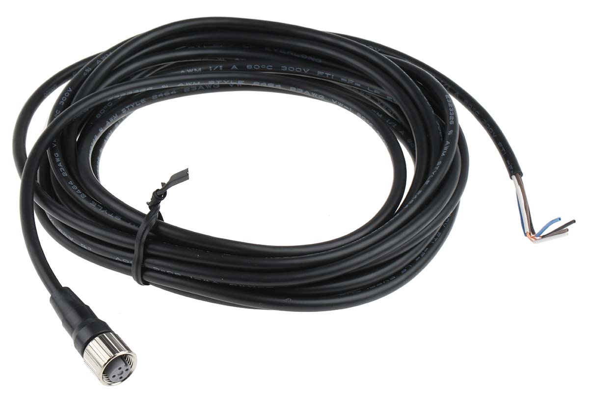 Omron Straight Female M12 to Unterminated Sensor Actuator Cable, 4 Core, 5m
