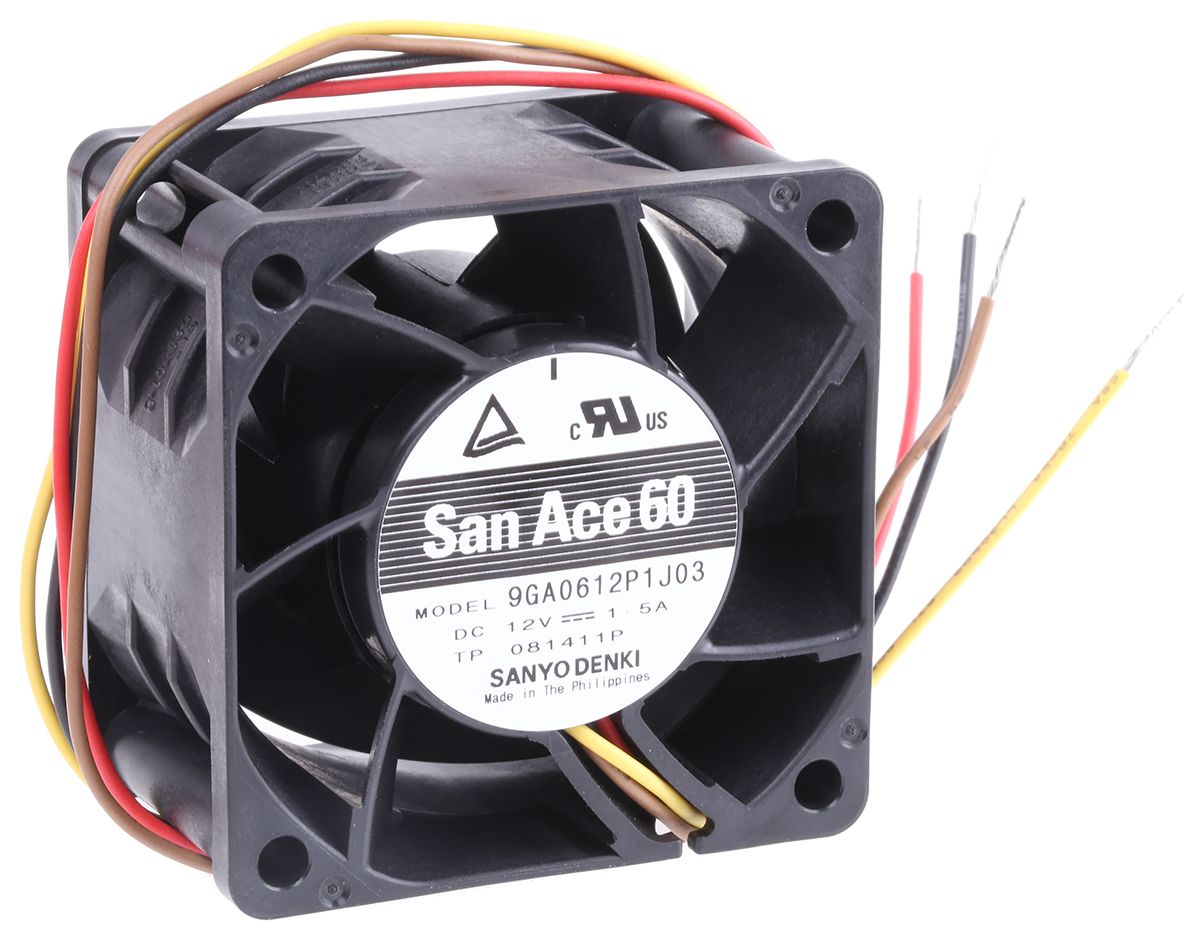 Sanyo Denki San Ace 9GA Series Axial Fan, 12 V dc, DC Operation, 105m³/h, 18W