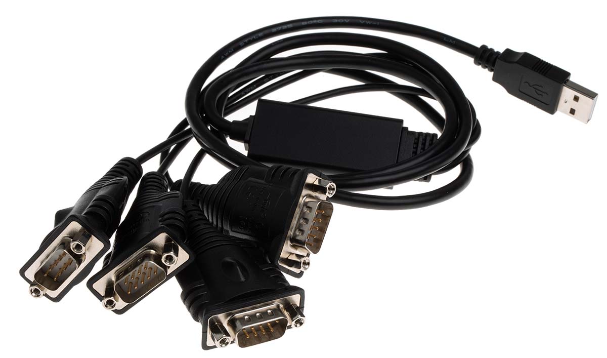 RS PRO USB Male to 4xDB9 Converter