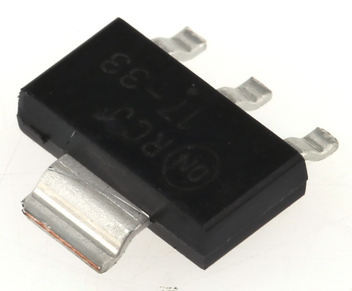 onsemi NCP1117ST33T3G, 1 Low Dropout Voltage, Voltage Regulator 2.2A, 3.3 V 3+Tab-Pin, SOT-223