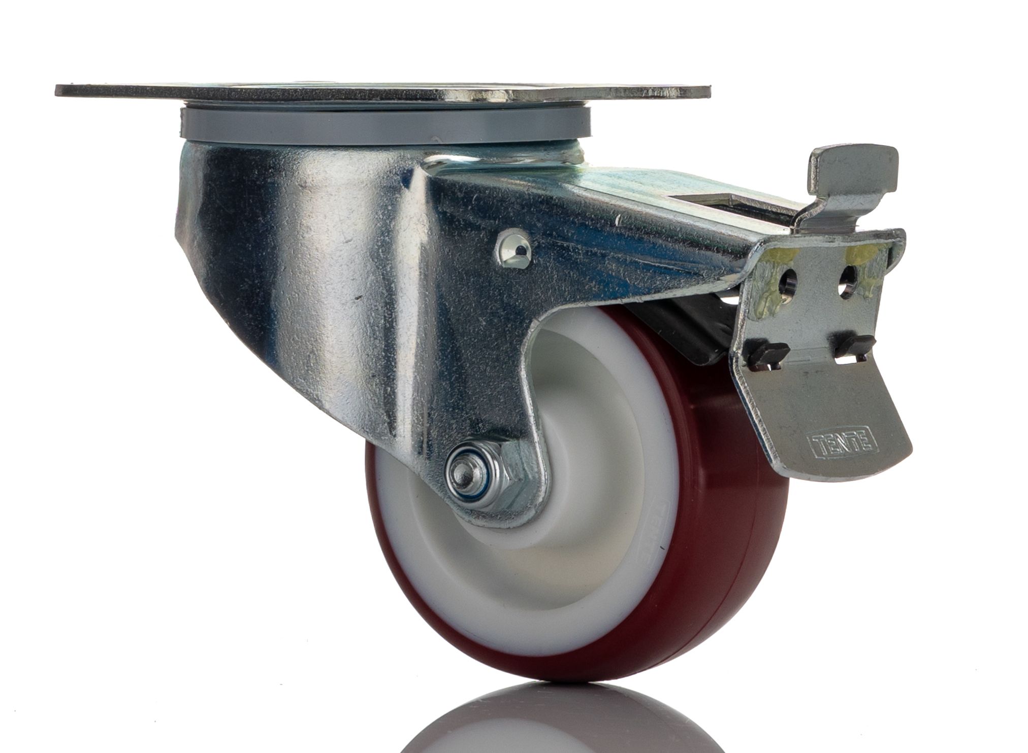 Roulette industrielle Pivotant avec frein Tente, Diam 80mm, 150kg