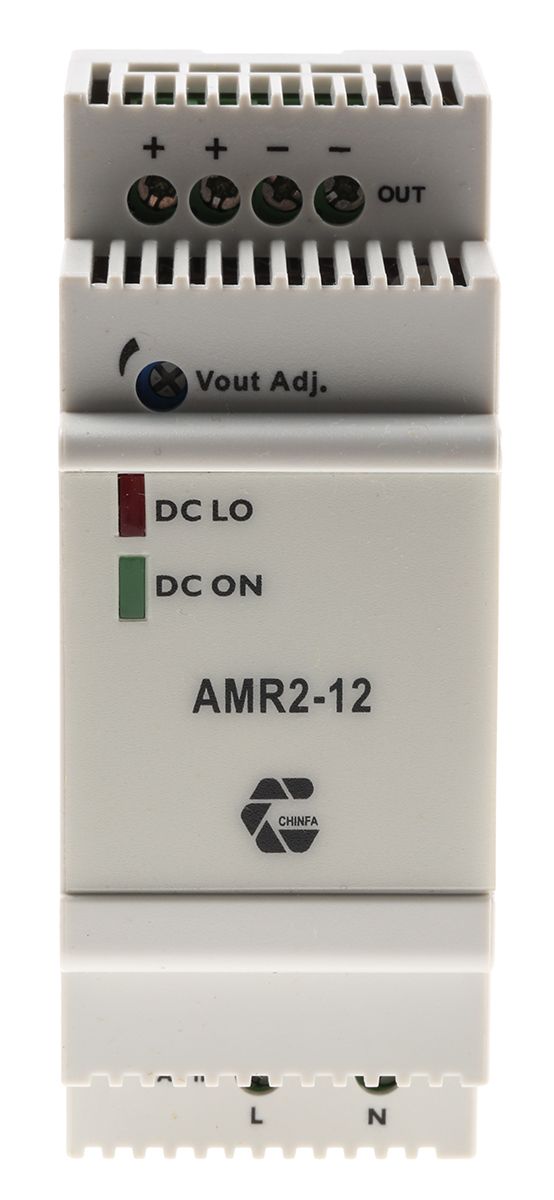Chinfa AMR2 Switch Mode DIN Rail Power Supply 90 → 264V ac Input, 12V dc Output, 2A 24W