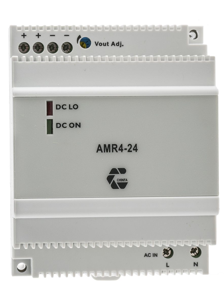 Chinfa AMR4 Switch Mode DIN Rail Power Supply 90 → 264V ac Input, 24V dc Output, 2.5A 60W
