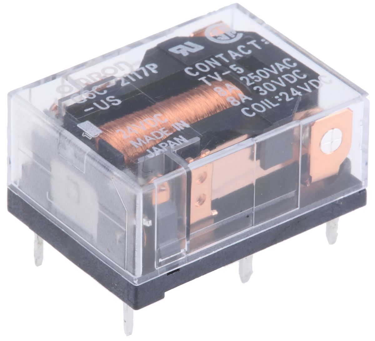 G6C2117PUS24DC Omron PCB Mount NonLatching Relay, 24V dc Coil, 8A