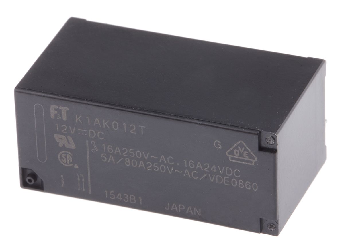 Fujitsu PCB Mount Power Relay, 12V dc Coil, 16A Switching Current, SPST