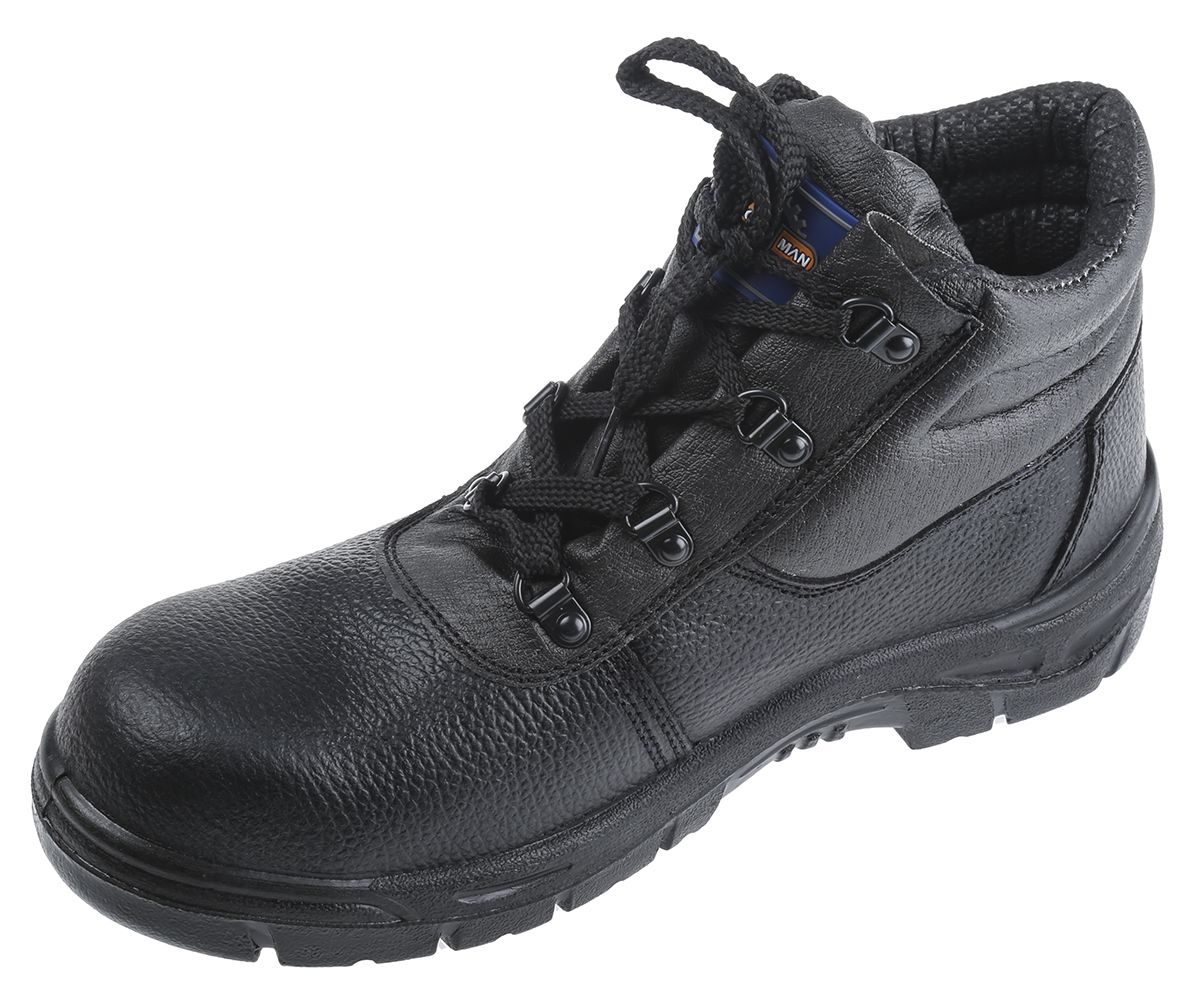 RS PRO Black Steel Toe Capped Mens Safety Boots, UK 9, EU 43