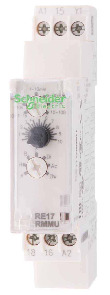 Temporizador multifunción Schneider Electric RE17, 24 V dc, 24 → 240V ac, 8A, 2 contactos, SPDT, tempo. 0.1 s