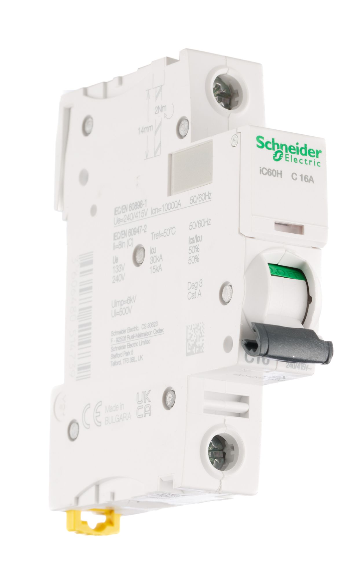 A9F54116 | Schneider Electric Acti 9 IC60H MCB, 1P Poles, 16A Curve C ...